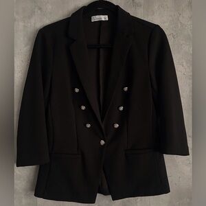 89th + MADISON Single Breasted Blk Jacket Silver Buttons One Button Closure SzSP